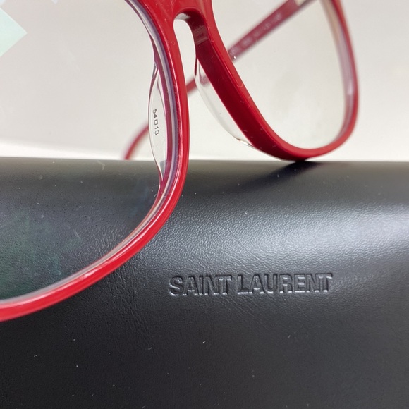 Saint Laurent Red Oversized Logo Frames High End Non Scratch Lenses Eyeglasses - Picture 11 of 14